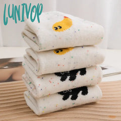 Lunivop Autumn Vintage Dot Women Cat Fish Socks Cute Cartoon Pattern Middle Tube Soft Thermal Warm