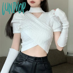Lunivop Autumn Winter Korean Fashion Retro Soft Cashmere Screw Thread Sweater Removable Puff