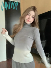Lunivop Autumn Y2K Aesthetic Gradient Ramp T-Shirt Grunge Simple Slim Fit Turtleneck Tops 2024