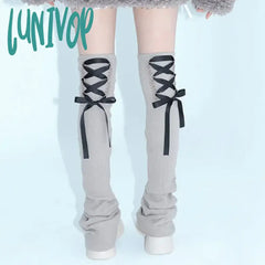 Lunivop Back Strap Leg Socks Vintage Sports Warmers Y2K Women Long Calf Harajuku Ballet Covers Punk