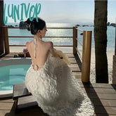 Lunivop Backless Bandage Halter Formal Dress Grunge Women Summer Holiday Fairy Daring Choice Offers