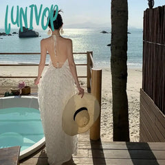 Lunivop Backless Bandage Halter Formal Dress Grunge Women Summer Holiday Fairy Daring Choice Offers