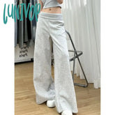 Lunivop Baggy Y2K Grey Sweatpants Woman Casual Sports America Style Wide Leg Pants Jogging Korean