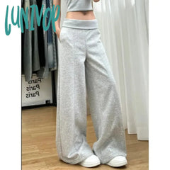 Lunivop Baggy Y2K Grey Sweatpants Woman Casual Sports America Style Wide Leg Pants Jogging Korean