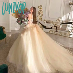 Lunivop Ball Gown Princess Prom Dresses Off The Shoulder Sweetheart Appliques Formal Tulle Long
