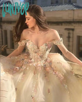 Lunivop Ball Gown Princess Prom Dresses Off The Shoulder Sweetheart Appliques Formal Tulle Long