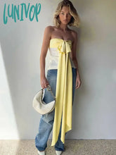 Lunivop Bandage Bow Slim Shirt For Women Sexy Off Shoulder Sleeveless Vest Womens 2024 Street