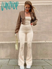 Lunivop Bandage Sexy Backless Elegant Strapless Jumpsuits Women Club Party Flare Pants Rompers One