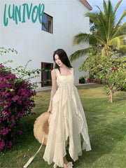 Lunivop Beach Holiday Elegant Party Long Dresses For Women 2024 Summer New Korean Fashion Sundress