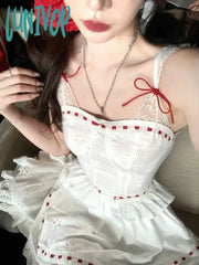 Lunivop Beach Style Y2K Mini Dress Women Casual Sleeveless Strap Even Party Clothing Korean Fashion