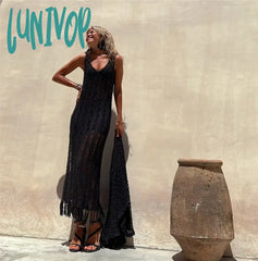 Lunivop Bikinis Cover-Ups Knitted Sexy See Through Mesh Beach Cover Up Maxi Slim Bodycon Summer