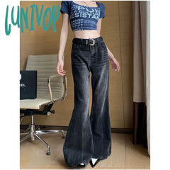 Lunivop Black High Waisted Women’s Jeans Fashion Y2K Streetwear Casual Vintage Baggy Straight