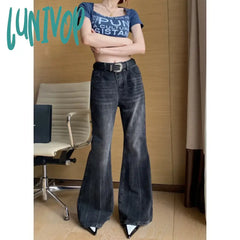 Lunivop Black High Waisted Women’s Jeans Fashion Y2K Streetwear Casual Vintage Baggy Straight