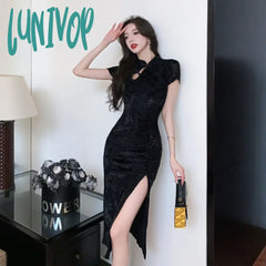 Lunivop Black Modified Version Of The Cheongsam Dress Young Girls Sexy Summer New Sense Senior
