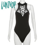 Lunivop Black Mysterious Sexy Tight Hot All-Match High Street Cool Confident Mature Charm Women’s