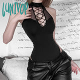 Lunivop Black Mysterious Sexy Tight Hot All-Match High Street Cool Confident Mature Charm Women’s