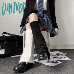 Lunivop Black White Leg Warmers Boot Cuffs Women Knit Socks Harajuku Japanese Long Warmer Punk