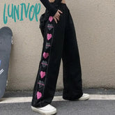 Lunivop Black Women Casual Pants Sweat Streetwear Trousers Harajuku Wide Leg Hip Hop Punk Clothes
