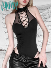 Lunivop Black Mysterious Sexy Tight Hot All-Match High Street Cool Confident Mature Charm Women’s