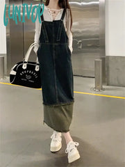 Lunivop Blue Medium Length Split Denim Sling Skirt Women’s Spring Summer New Simple Pocket