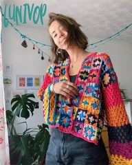 Lunivop Boho Hollow Out Cardigan Sweaters For Women Vintage Deep V Long Sleeve Autumn Sweater Loose