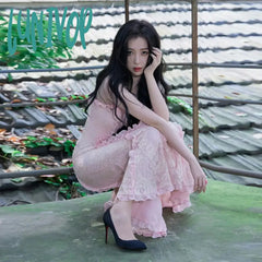 Lunivop Bow Lace Pink Strapless Long Maxi Dresses For Women Y2K Cute Sexy Birthday Dress Party