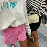 Lunivop Boxer Shorts For Women Y2K Pajamas Striped Elastic High Waist Baggy Wide Leg Boy Bottoms