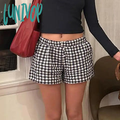 Lunivop Boxer Shorts For Women Y2K Pajamas Striped Elastic High Waist Baggy Wide Leg Boy Bottoms
