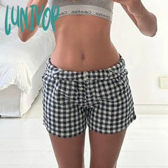 Lunivop Boxer Shorts For Women Y2K Pajamas Striped Elastic High Waist Baggy Wide Leg Boy Bottoms
