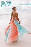 Lunivop Bridal Luxury Evening Dresses Slim Fit V-Neck A-Line Sleeveless Floor-Length New Of Striped