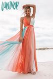 Lunivop Bridal Luxury Evening Dresses Slim Fit V-Neck A-LINE Sleeveless Floor-Length New of Striped Lace Dress Women