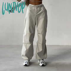 Lunivop Cargo Pants Baggy Wide Leg Straight Trousers Women Drawstring Joggers Streetwear Y2K Summer
