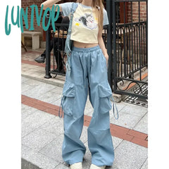Lunivop Cargo Pants Women Y2K Oversized Sweatpants Streetwear Pockets Wide Leg Joggers Harajuku