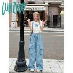 Lunivop Cargo Pants Women Y2K Oversized Sweatpants Streetwear Pockets Wide Leg Joggers Harajuku