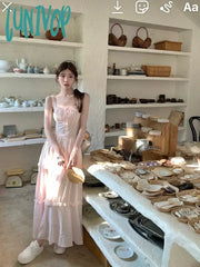 Lunivop Casual Elegant Floral Dress Women Korean Fashion Clothing Outwear Beach Style Strap Even