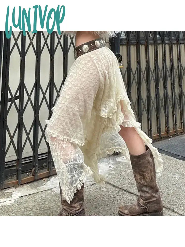 Lunivop Casual Woman Ballet Core Skirt Cute Pleated Coquette Aesthetics Midi Kpop A-Line Gyaru