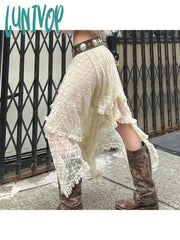 Lunivop Casual Woman Ballet Core Skirt Cute Pleated Coquette Aesthetics Midi Kpop A-Line Gyaru