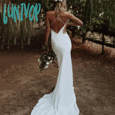 cherry blossom dress to impress New Wedding Dress White Sexy V-neck Sleeveless Backless Bridal Gown Simple Slim Fishtail Long Autumn