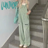 Lunivop Chic Light Green Dnim Pants for Women Overalls Spring Autumn High Waist Straight Loose Jeans Female Jumpsuit Streetwear