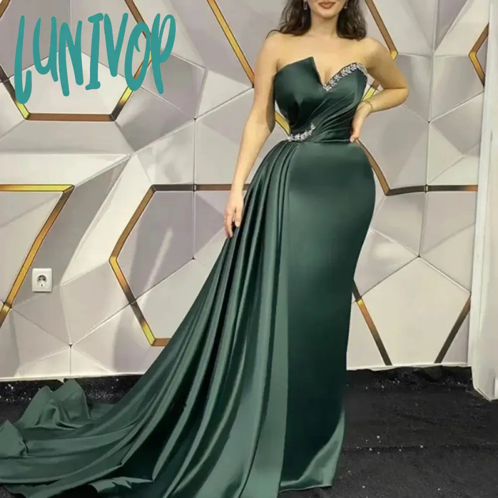 Lunivop Chic Sleeveless Evening Dresses For Women 2024 Sexy Mermaid Floor-Length Prom Gown Dubai