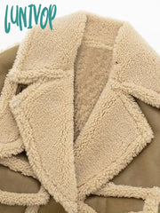 Lunivop Chic Turn Down Collar Blended Short Coat Vintage Long Sleeve Pocket Jacket Autumn Winter