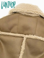 Lunivop Chic Turn Down Collar Blended Short Coat Vintage Long Sleeve Pocket Jacket Autumn Winter