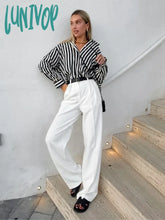 Lunivop Classic Black Striped Blouse Women Spring Long Sleeve Single Breasted Lapel Collar Blouses