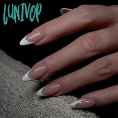 Lunivop Classic Simple White French Nail Art Wearable Fashion Fake Nails Detachable Finished False