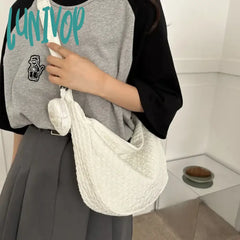 Lunivop Cloud Pleated Women Shoulder Bag Solid Color Cute Soft Lightweight Hobos Messenger Casual