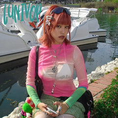 Lunivop Colorful Tie Dye Long Sleeve Tees Women Pink Fashion Y2K Mesh Pullover Femme 2024 Beach