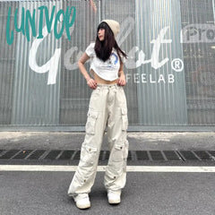 concert outfit American Retro Functional Overalls Women's Ins High Street Fried Street Ruan Handsome Women's Ruan Handsome Pants Fashion