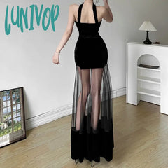Lunivop Corset Y2K Bodycon Elegant New Women’s Dress 2024 Spring Fashion Sexy Halter Backless