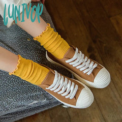 Lunivop Cotton Breathable Women Socks Harajuku Retro Streetwear Solid Black White Japanese Kawaii
