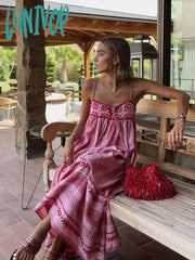 Lunivop Crochet Patchwork Long Dresses For Women Sleeveless Casual Summer Holiday Printed Vestidos